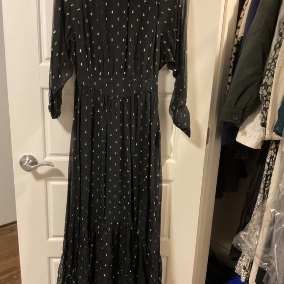 Ba&sh Romy Gathered Metallic Georgette Midi Dress - Picture 4 of 4